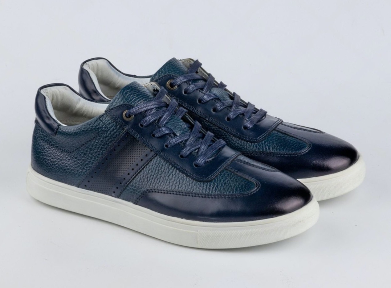 mens navy blue leather casual sneakers from wenzhou jinhua shoes