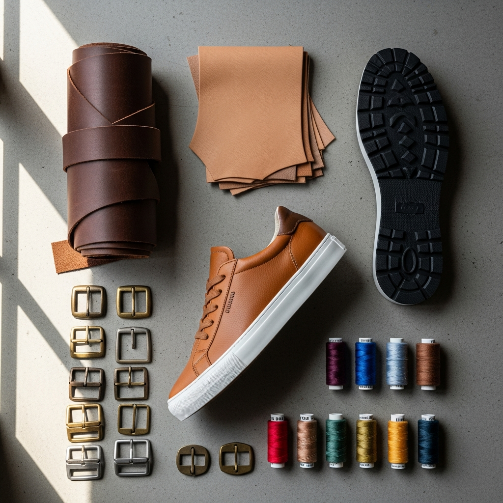 Premium shoe components and raw materials sourced locally at Jinhua Shoes Wenzhou factory